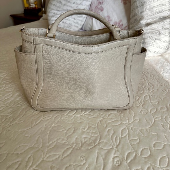 Tory Burch Light Cream Pebbled Leather Satchel - Picture 2 of 10
